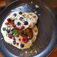 Vegan Waffles with vegan Joghurt Foam at Linka in Budapest