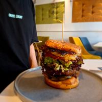 This burger is HUGE! And very yummy at BUNT Bistro in Cluj-napoca
