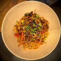 Stir-fry noodles at BUNT Bistro in Cluj-napoca
