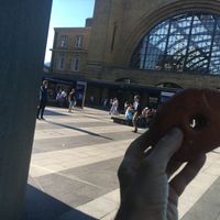 Donut and kings cross station at Galeta Bakery in North London