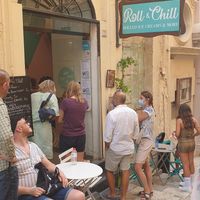Store front at Roll & Chill in Valletta
