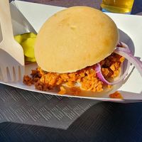 Zoomed in sloppy joe at Sierra Nevada Brewing Co. in Fletcher