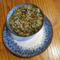 WARM TABBOULEH SALAD (ve) Bulgur wheat, chickpeas, raisins, herbs and vegetables with a pineapple and maple dressing at Morning Star in Swinton