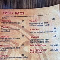 Menu at Pepe's Tacos in Puerto Vallarta