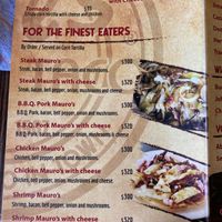 Menu at Pepe's Tacos in Puerto Vallarta