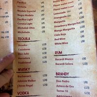 Menu at Pepe's Tacos in Puerto Vallarta