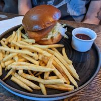 Vegan 'chicken' burger at Turing Tap in Manchester
