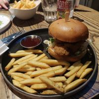 Chicken burger at Turing Tap in Manchester