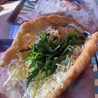 Vegan Langos with rocket added as an extra   at Retró Lángos Budapest in Budapest