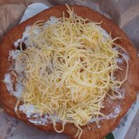 Vegan sour cream and vegan cheese at Retró Lángos Budapest in Budapest