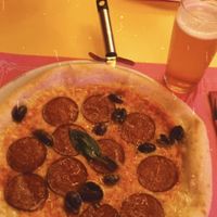 pepporoni and vegetarian in the back at Freedom Pizza in Madrid