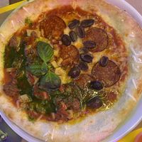 Half Peperoni / Half Carnivera  at Freedom Pizza in Madrid