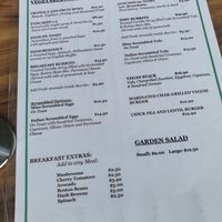 Vegan menu at Somewhere Over Coffee in Rainbow Beach