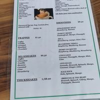 Drinks menu at Somewhere Over Coffee in Rainbow Beach