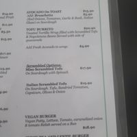 Vegan menu as of June 2024 at Somewhere Over Coffee in Rainbow Beach