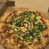 The Mean Green Pizza  at Meek's Vegan Pizza in Houston