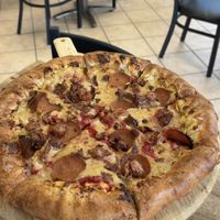 Stuffed crust meat lovers  at Meek's Vegan Pizza in Houston