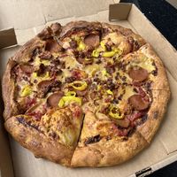The Meathead Pizza.  at Meek's Vegan Pizza in Houston