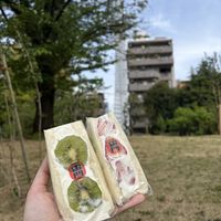 Kiwi and strawberry sandwiches  at Hatoya's Vegan Fruit Sandwiches in Tokyo