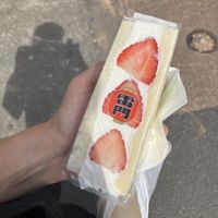 strawberry sando!  at Hatoya's Vegan Fruit Sandwiches in Tokyo