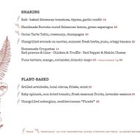 Menu at Finca La Plaza in Ibiza