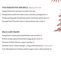 Menu at Finca La Plaza in Ibiza