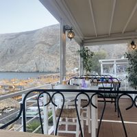 sitting area at Poseidon in Santorini