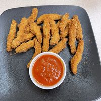 Fried calamari   at Vegan Eats and Treats Cafe in Glen Rock