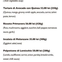 Vegan menu in English  at Il Calcio in Bucharest