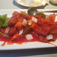 Hong Kong style sweet and sour vegan chicken at Master Restaurant in Newcastle Upon Tyne