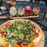 Vegan pizza with mocktail flight  at Crazie Daisy's - Garden Cafe in Camillus