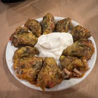 Zucchini flowers. (Ask for no cream)  at Aristea in Crete