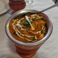 Vegetable Curry-not sure if that "swirl" on top was vegan at Indian Punjabi Restaurante in Viana Do Castelo