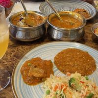 Mushroom Matar Masala and Pulao Rice  at Indian Punjabi Restaurante in Viana Do Castelo