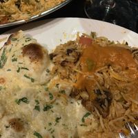 garlic naan with vegetable banji   at Clay Oven in Albufeira