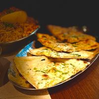 Kulcha Naan (potato and spices filling) €4.50  at Clay Oven in Albufeira