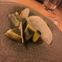 Artichoke, potato, leek and algea powder at Faran in Den Bosch
