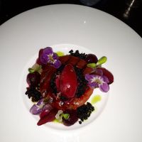 Watermelon, beets and olives at At Sea in Kralendijk