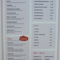 Menu at Superbloom in San Diego