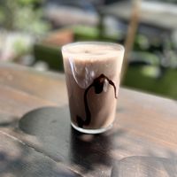 Organic raw cocoa with almond milk   at Neratzia in Athens