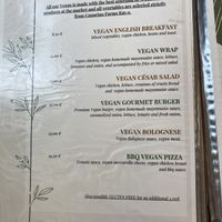 Vegan menu   at Beat in Tenerife