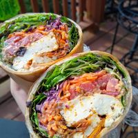Buffalo tofu wrap with ranch. at Wildflower Vegan Café in Millville