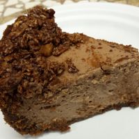 chocolate almond cheesecake at Wildflower Vegan Café in Millville