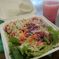 Ranch salad & watermelon lemonade.  at Wildflower Vegan Café in Millville