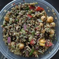 Pesto chickpea pasta at Wildflower Vegan Café in Millville