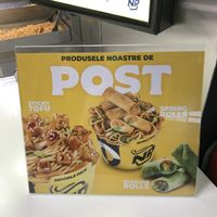 Vegan menu ("de post"). You can also choose rice instead of noodles  at Noodle Pack in Alba Iulia