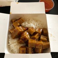 Sticky tofu w rice  at Noodle Pack in Alba Iulia