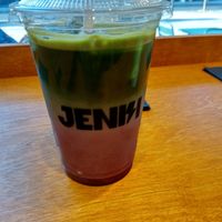 Cherry and cinnamon matcha at Jenki in East London