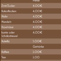 Speisekarte at Original Harzer Hexenstrietzel in Quedlinburg