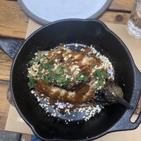 Grilled eggplant, carob, tahini and cashew   at Ergon Agora in Thessaloniki
